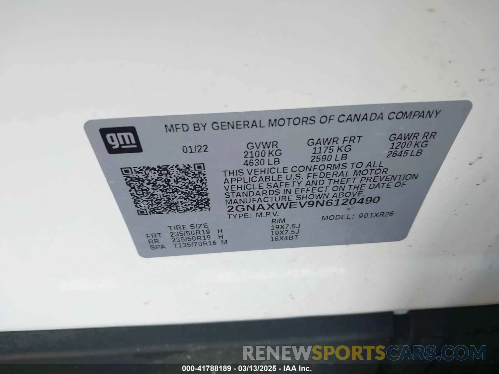 9 Photograph of a damaged car 2GNAXWEV9N6120490 CHEVROLET EQUINOX 2022
