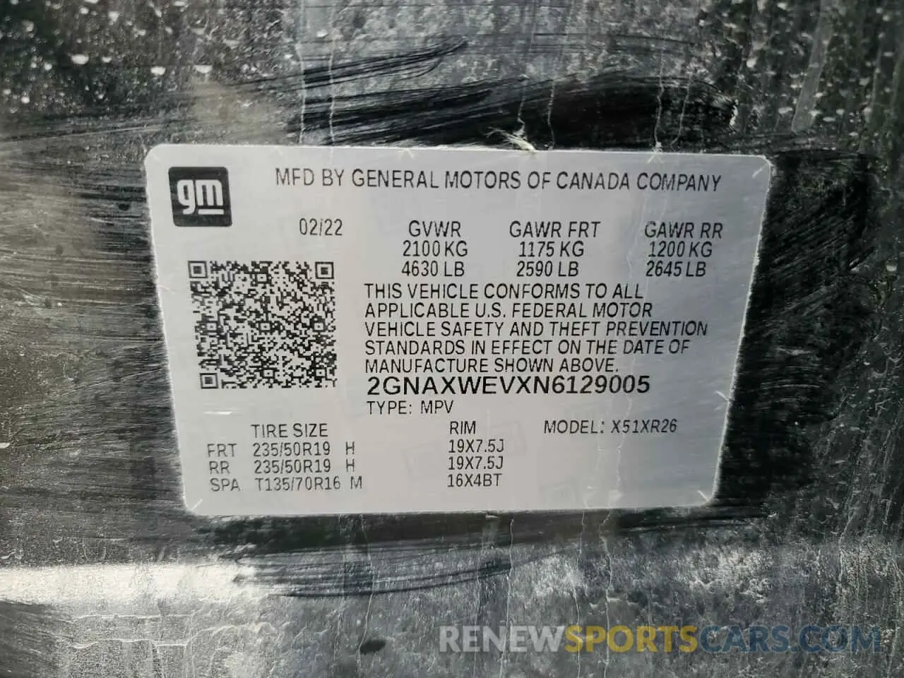 14 Photograph of a damaged car 2GNAXWEVXN6129005 CHEVROLET EQUINOX 2022