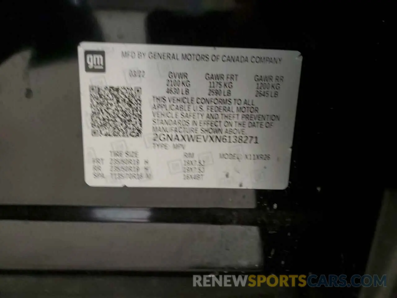 13 Photograph of a damaged car 2GNAXWEVXN6138271 CHEVROLET EQUINOX 2022