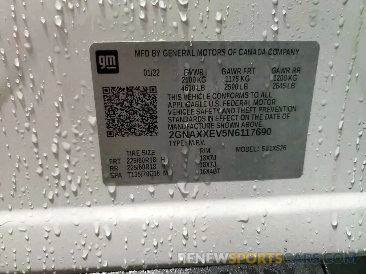 13 Photograph of a damaged car 2GNAXXEV5N6117690 CHEVROLET EQUINOX 2022