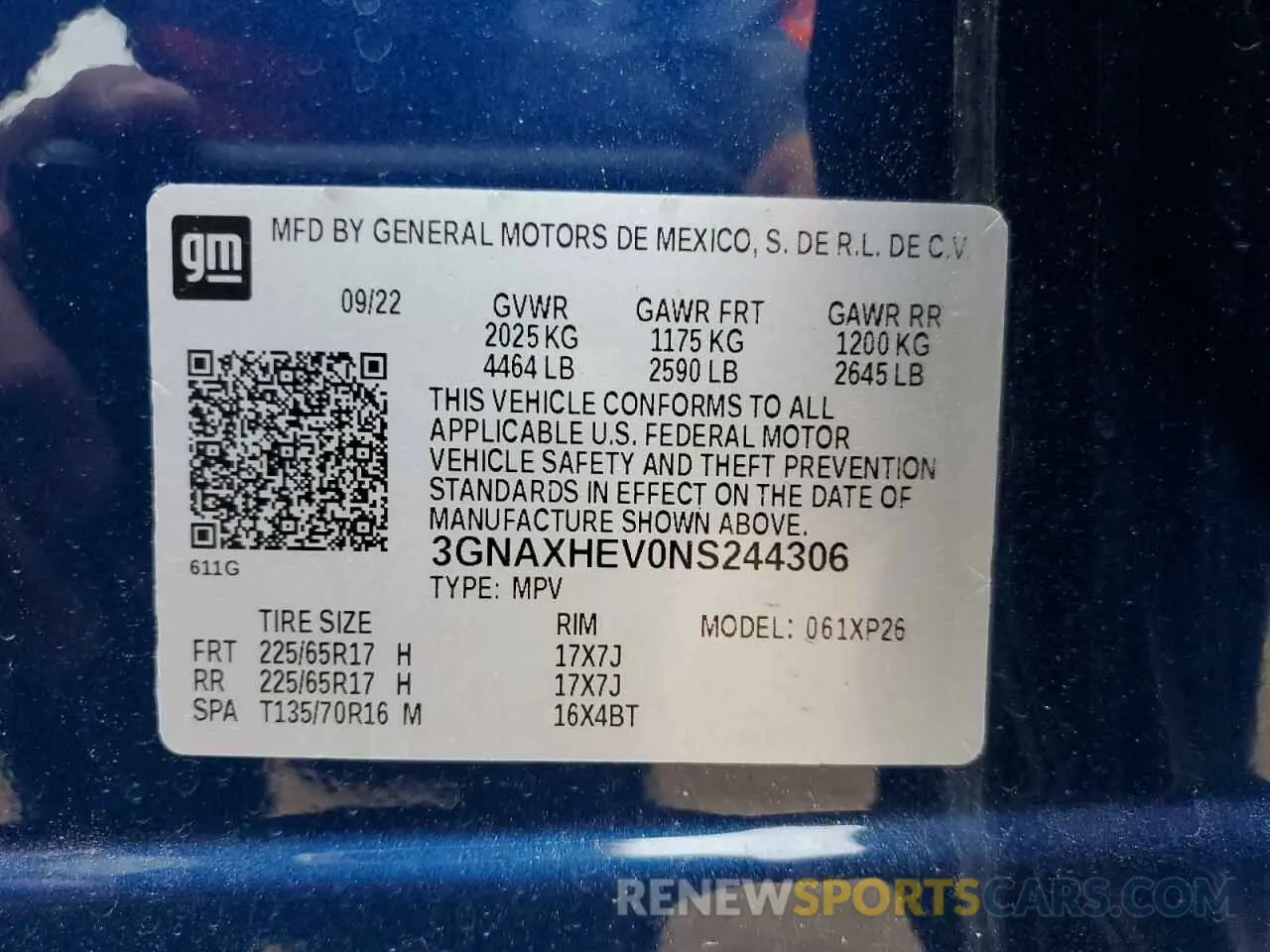 14 Photograph of a damaged car 3GNAXHEV0NS244306 CHEVROLET EQUINOX 2022