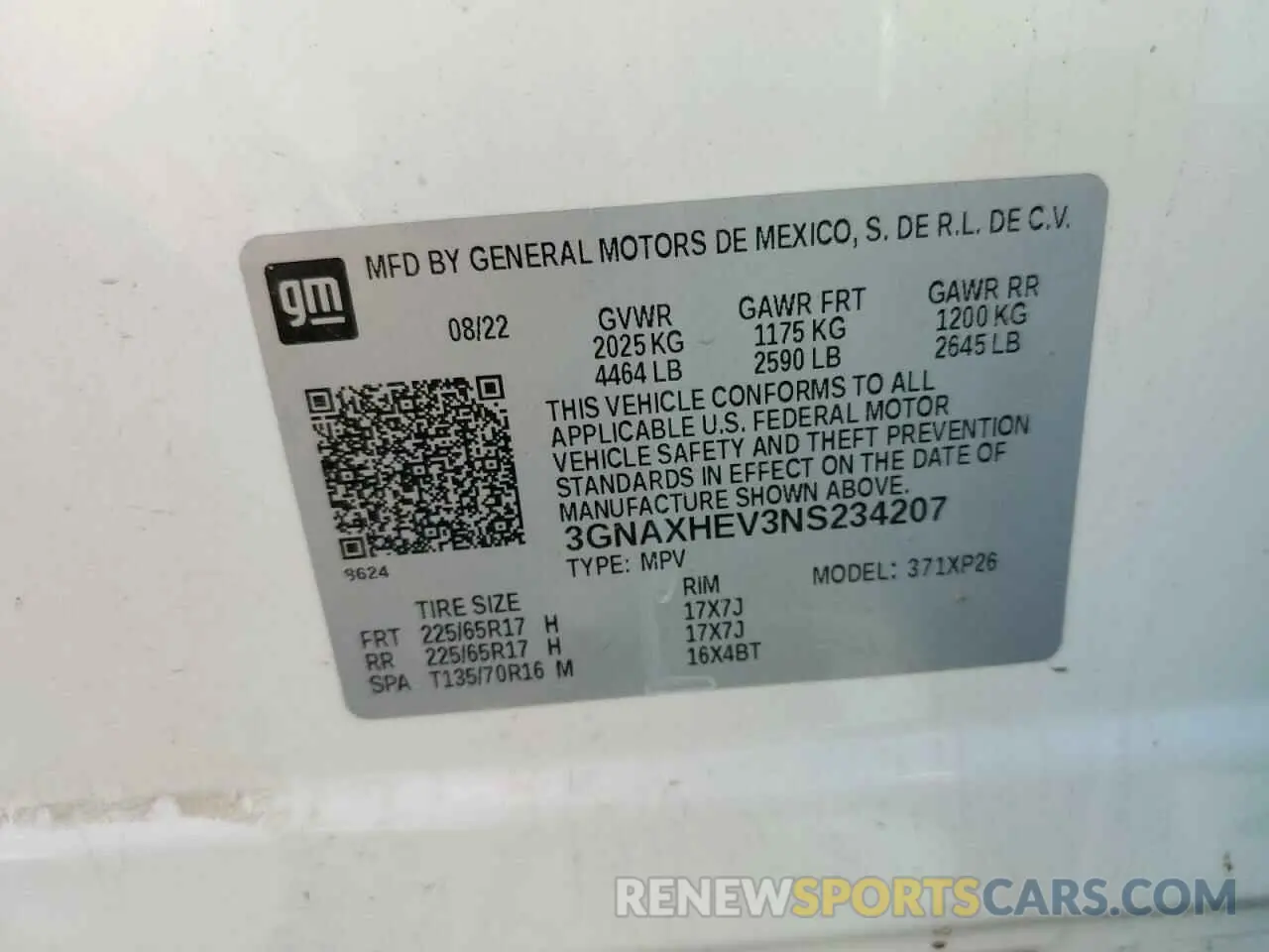 14 Photograph of a damaged car 3GNAXHEV3NS234207 CHEVROLET EQUINOX 2022