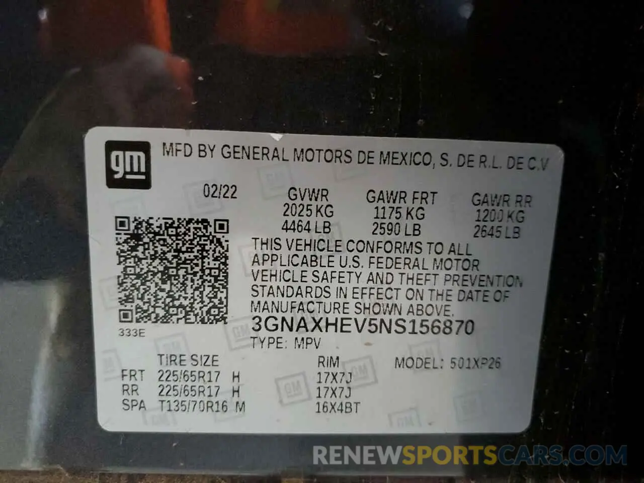 12 Photograph of a damaged car 3GNAXHEV5NS156870 CHEVROLET EQUINOX 2022