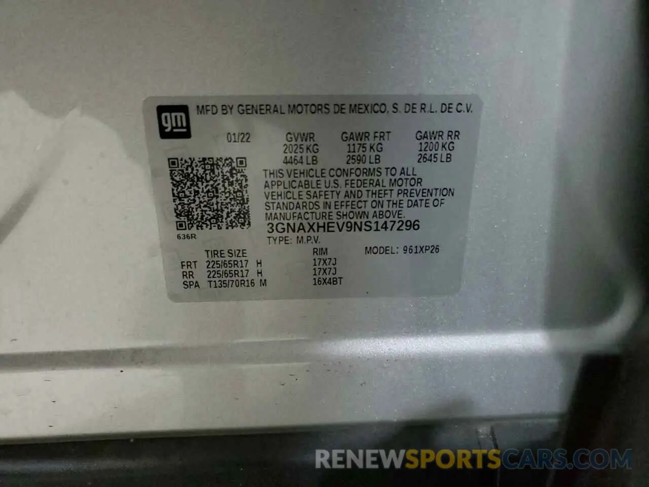 12 Photograph of a damaged car 3GNAXHEV9NS147296 CHEVROLET EQUINOX 2022