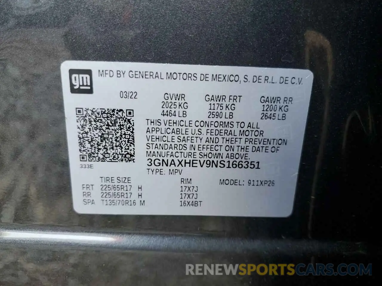 13 Photograph of a damaged car 3GNAXHEV9NS166351 CHEVROLET EQUINOX 2022