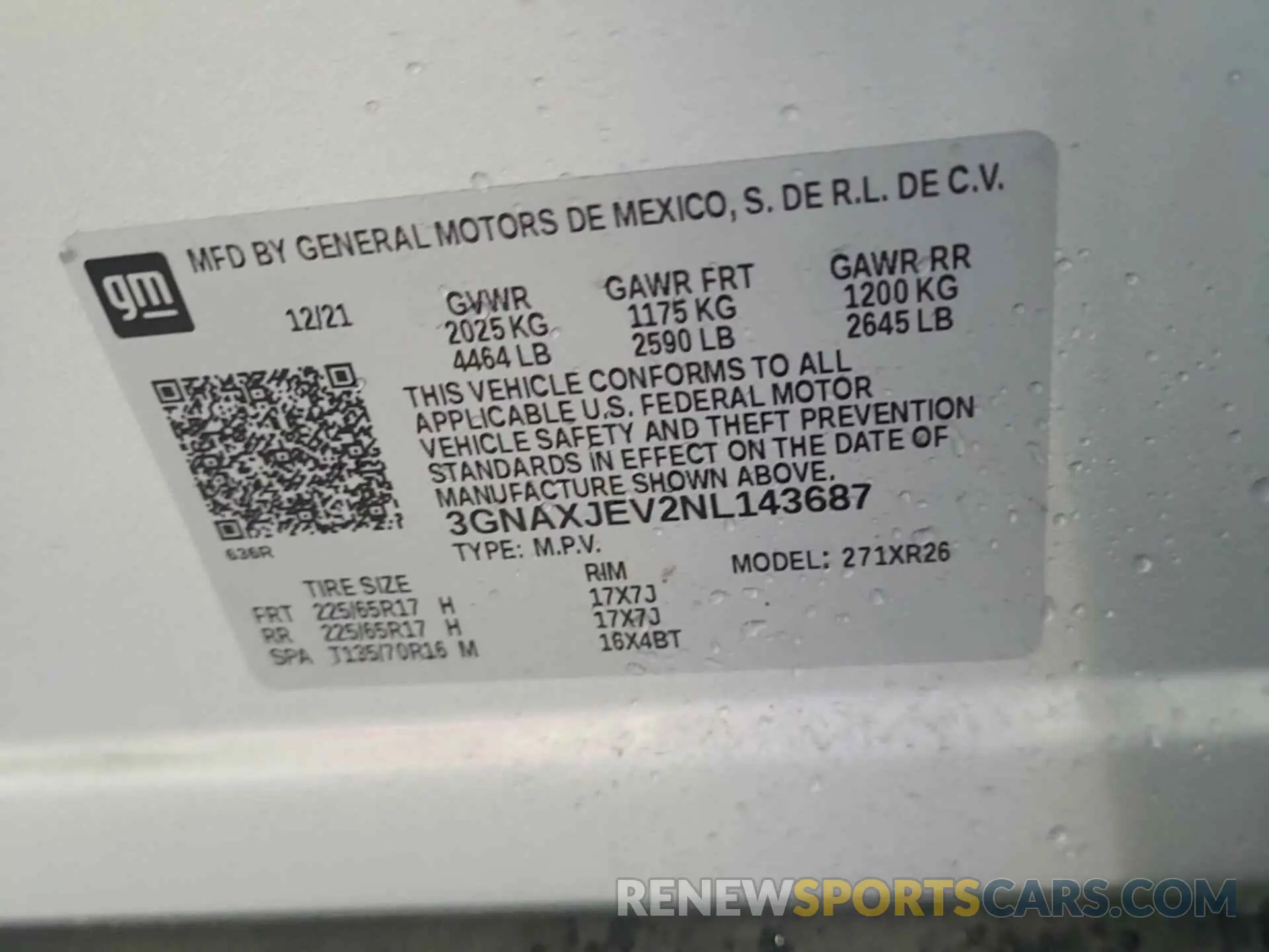 43 Photograph of a damaged car 3GNAXJEV2NL143687 CHEVROLET EQUINOX 2022