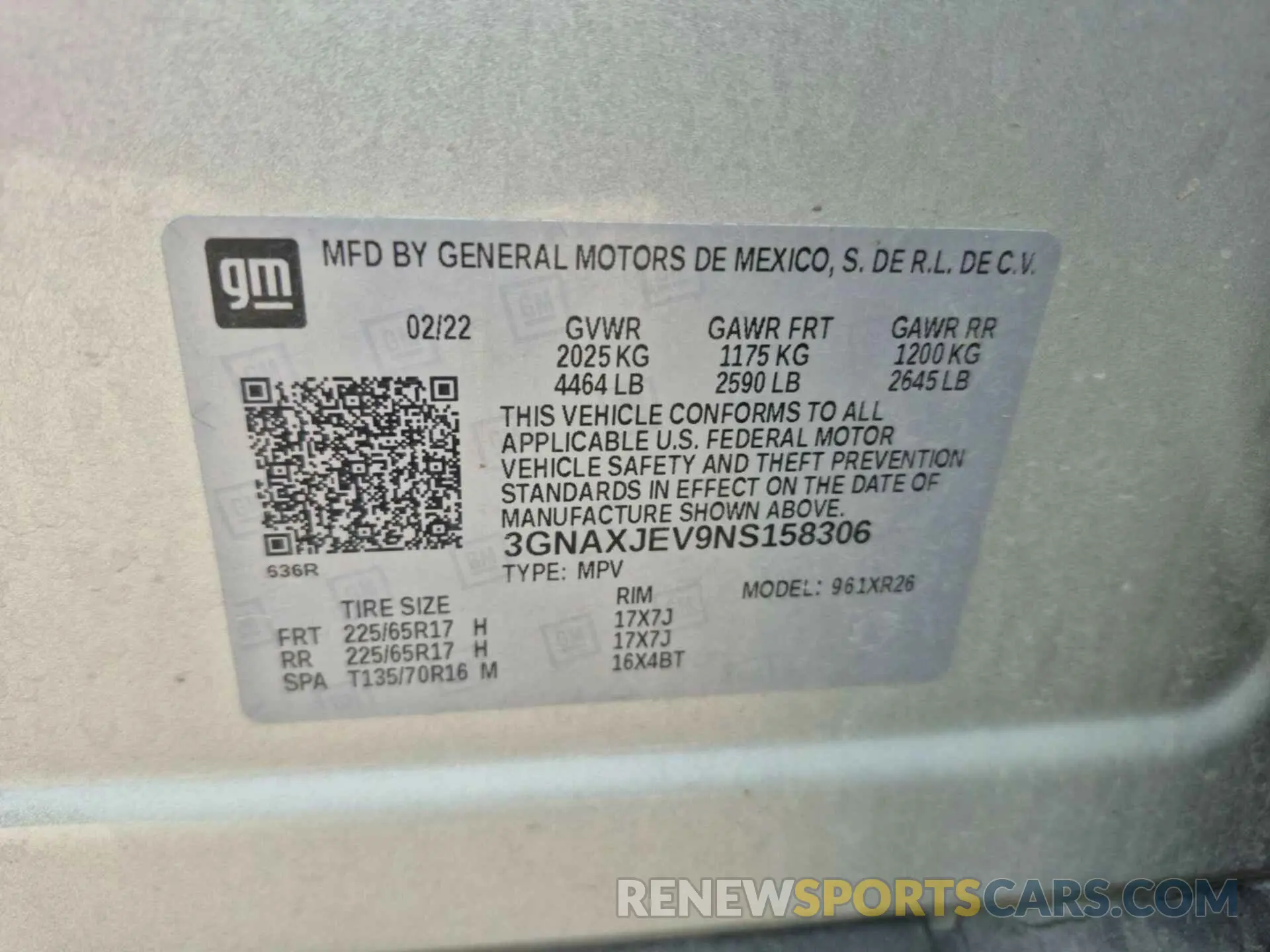 10 Photograph of a damaged car 3GNAXJEV9NS158306 CHEVROLET EQUINOX 2022