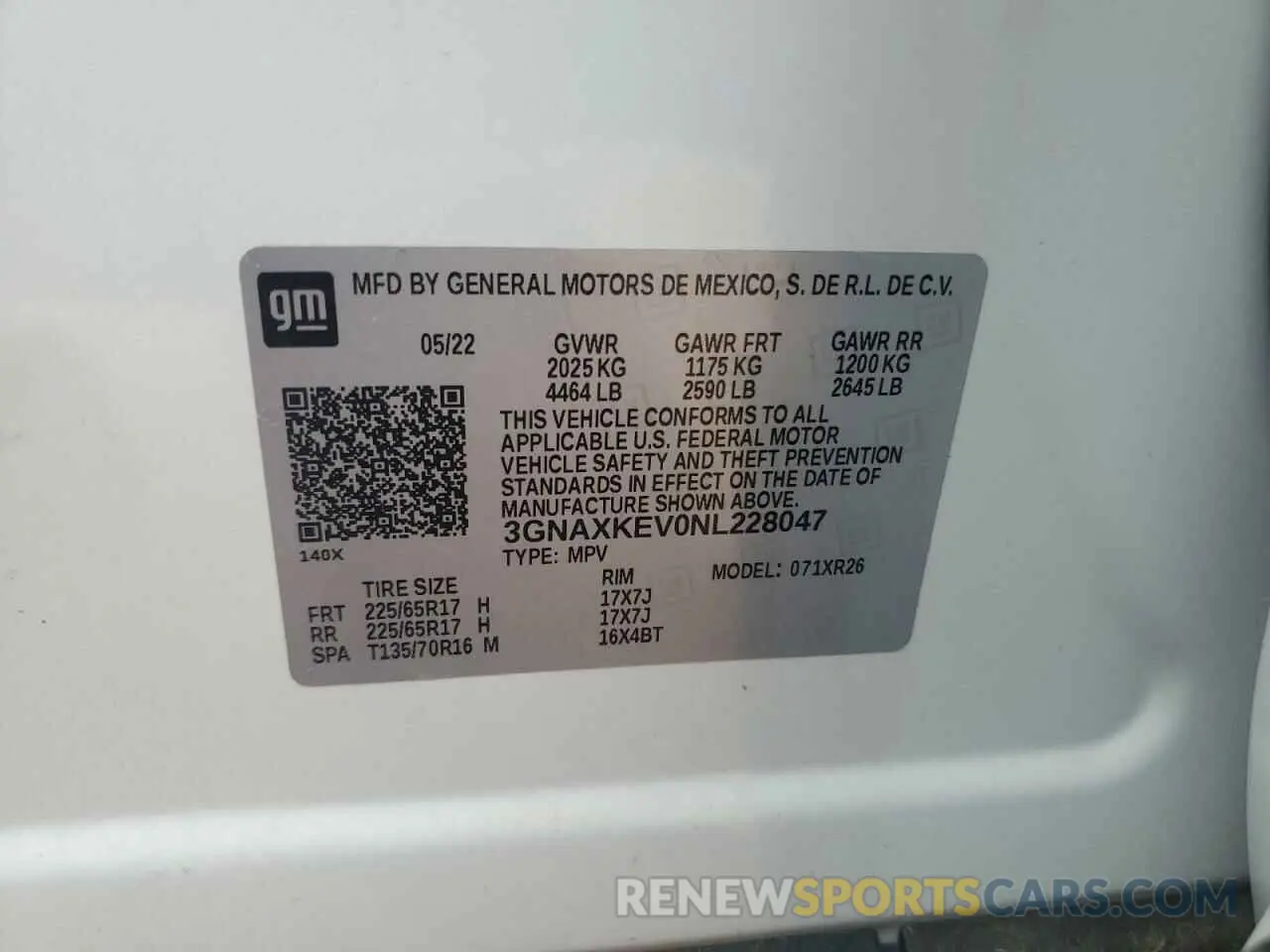 14 Photograph of a damaged car 3GNAXKEV0NL228047 CHEVROLET EQUINOX 2022