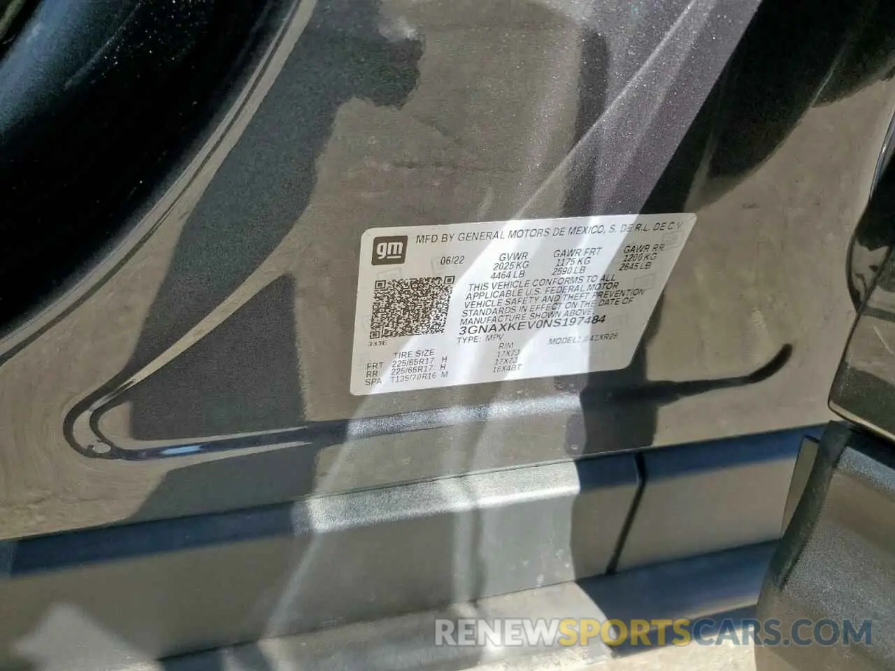 15 Photograph of a damaged car 3GNAXKEV0NS197484 CHEVROLET EQUINOX 2022