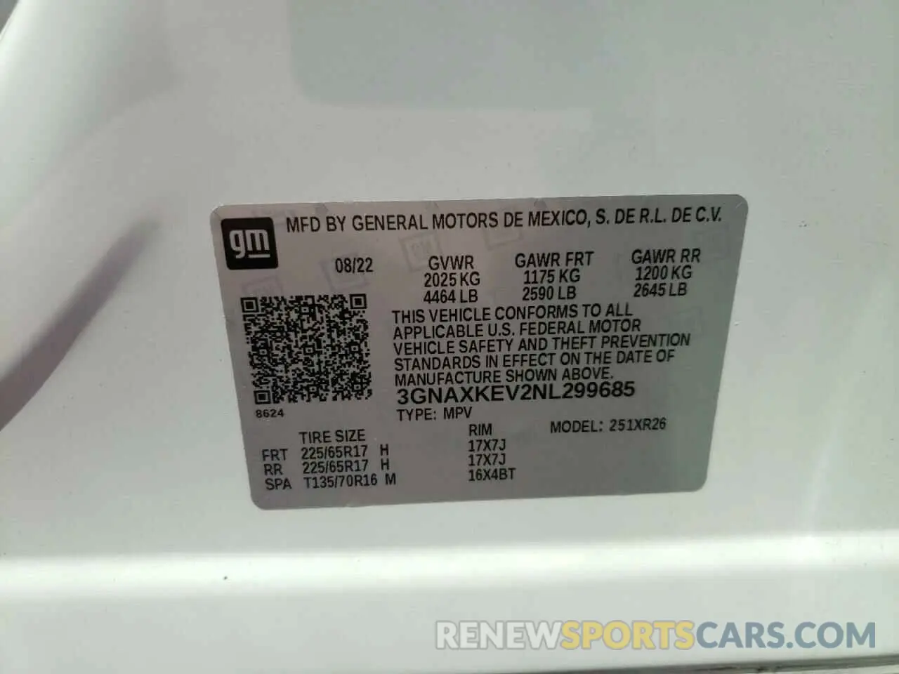 14 Photograph of a damaged car 3GNAXKEV2NL299685 CHEVROLET EQUINOX 2022