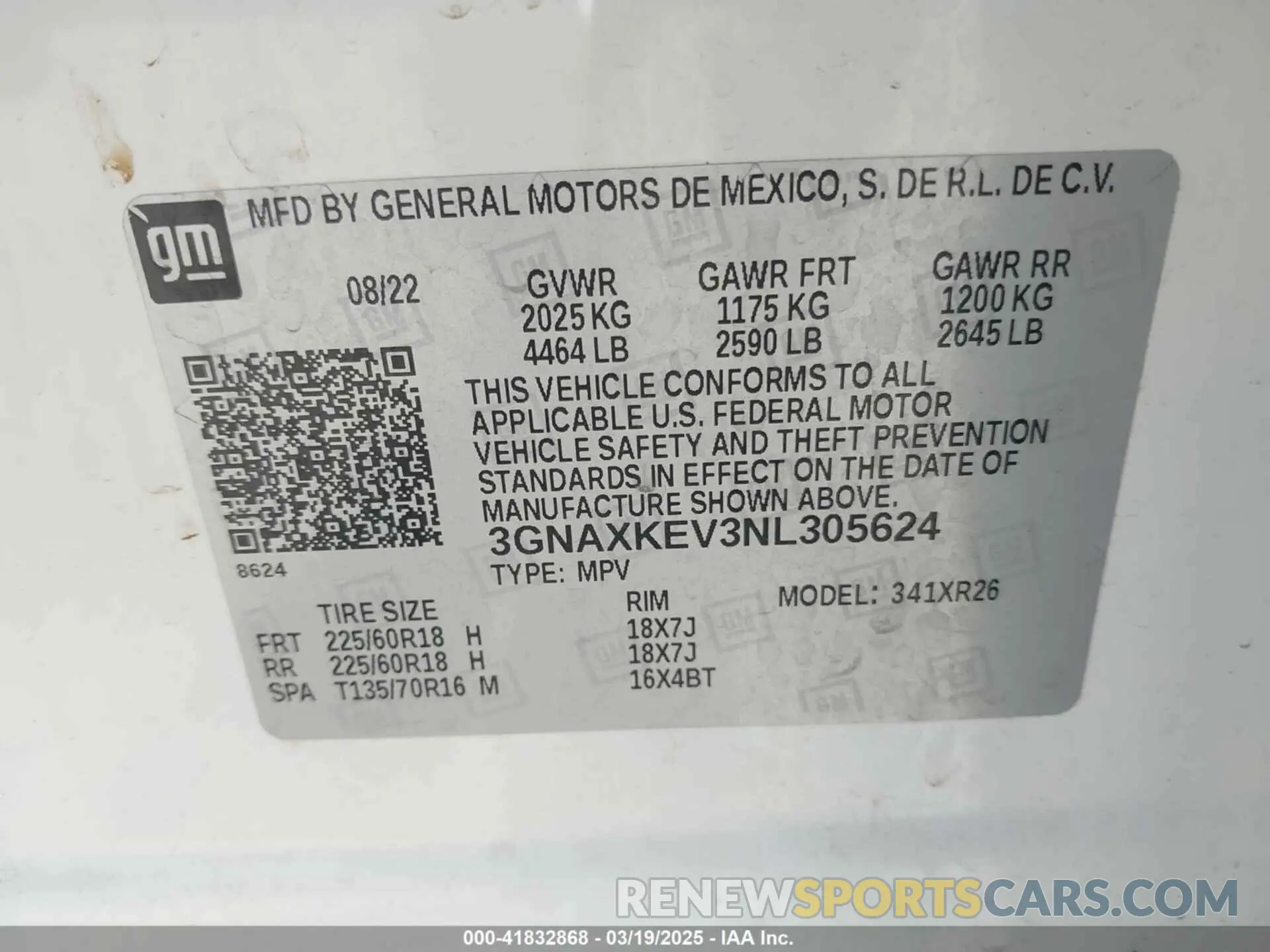 9 Photograph of a damaged car 3GNAXKEV3NL305624 CHEVROLET EQUINOX 2022