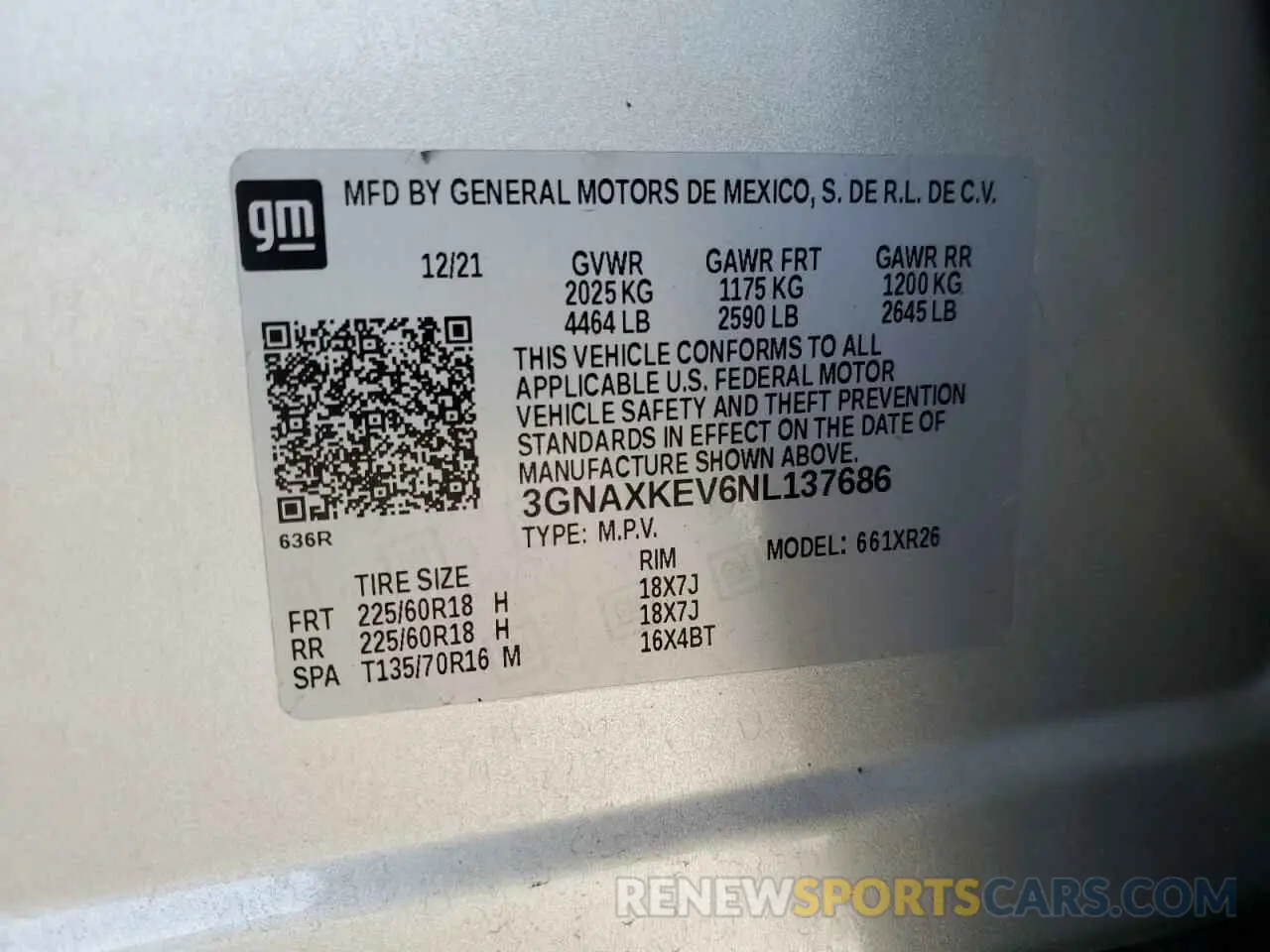 13 Photograph of a damaged car 3GNAXKEV6NL137686 CHEVROLET EQUINOX 2022
