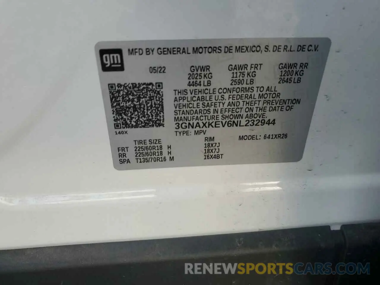14 Photograph of a damaged car 3GNAXKEV6NL232944 CHEVROLET EQUINOX 2022