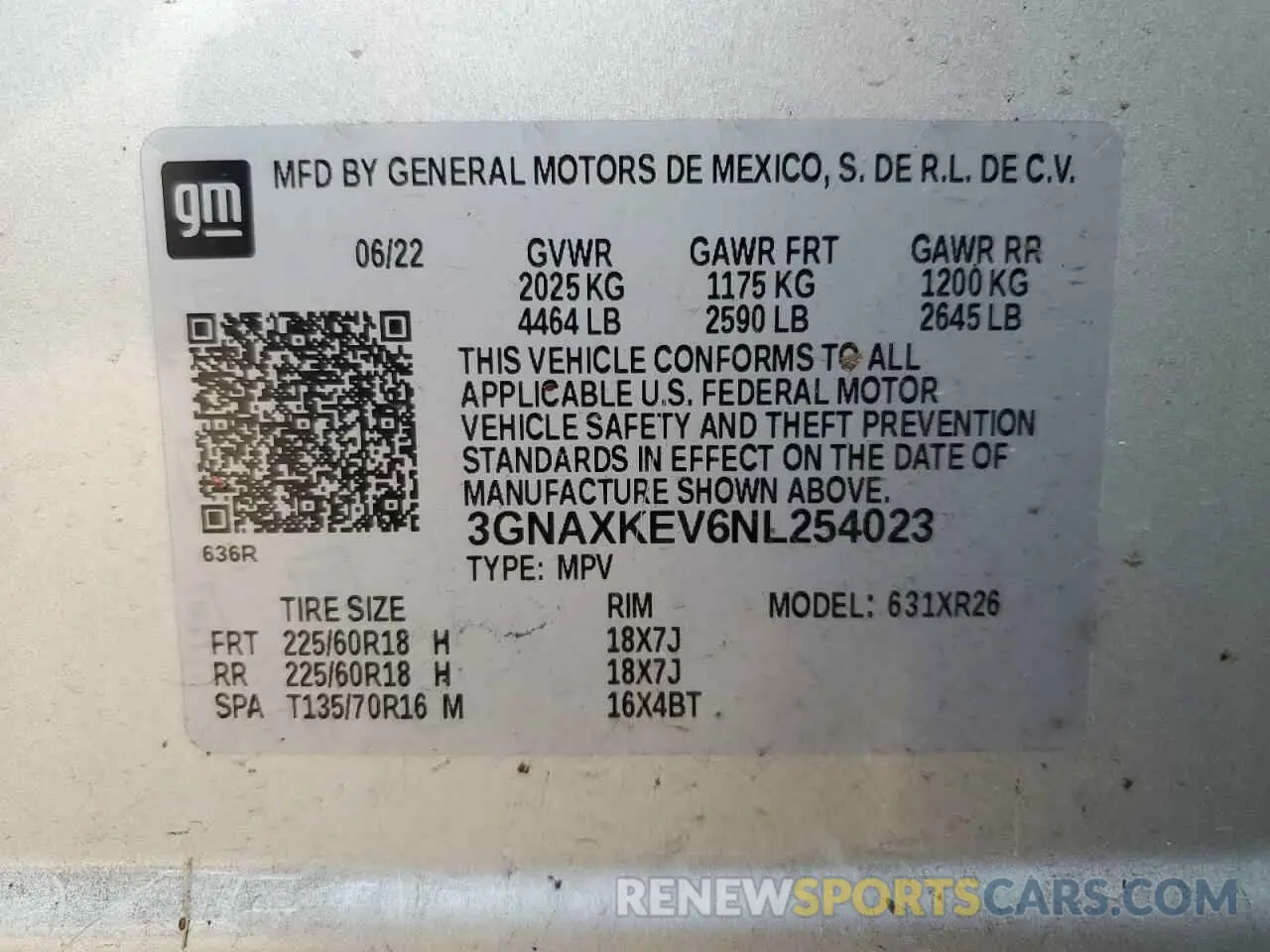 14 Photograph of a damaged car 3GNAXKEV6NL254023 CHEVROLET EQUINOX 2022