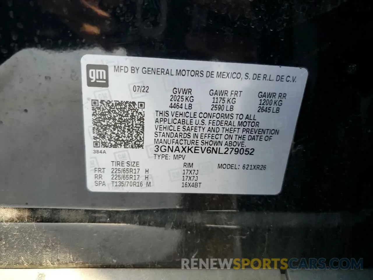 15 Photograph of a damaged car 3GNAXKEV6NL279052 CHEVROLET EQUINOX 2022