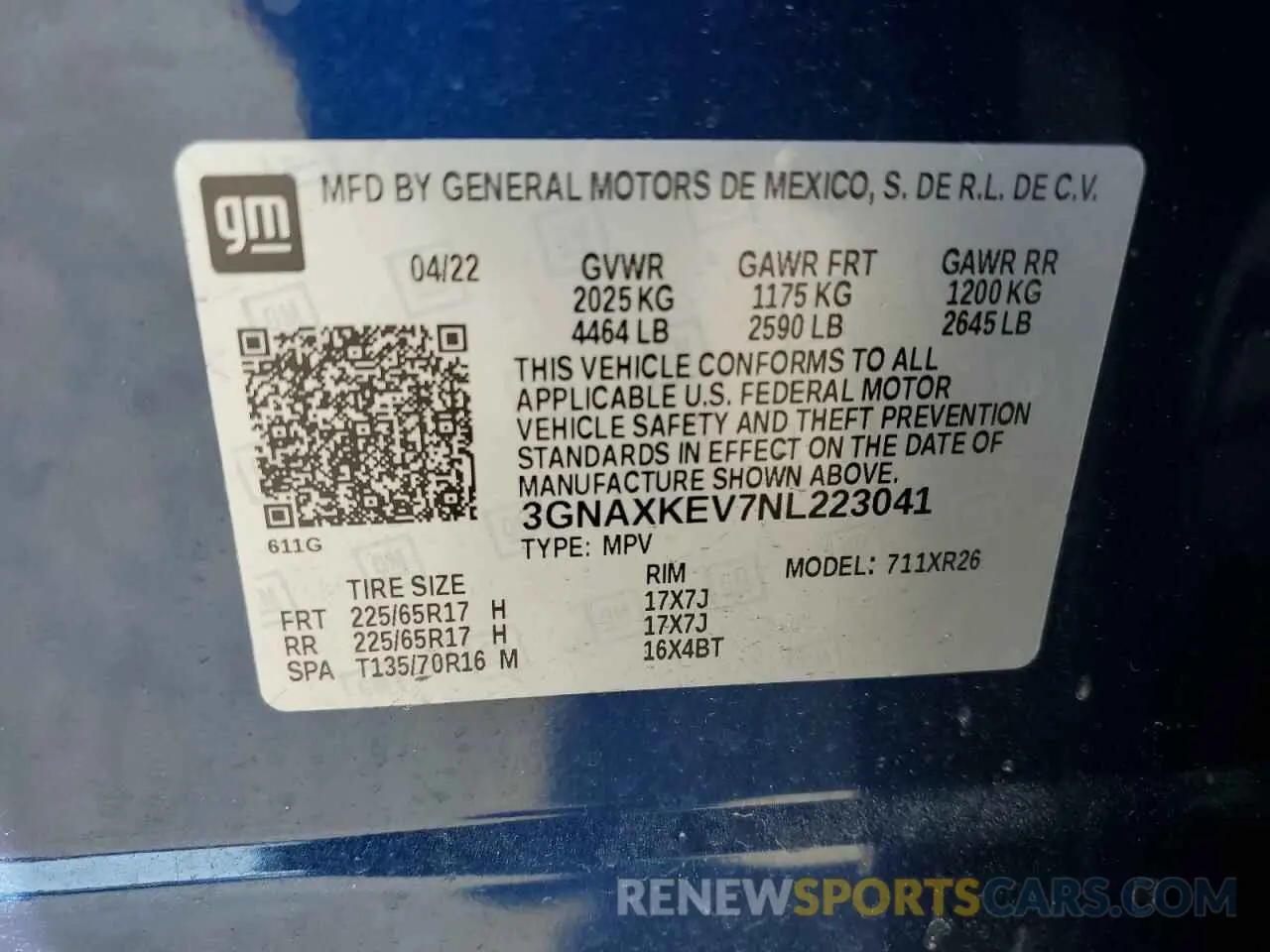 16 Photograph of a damaged car 3GNAXKEV7NL223041 CHEVROLET EQUINOX 2022