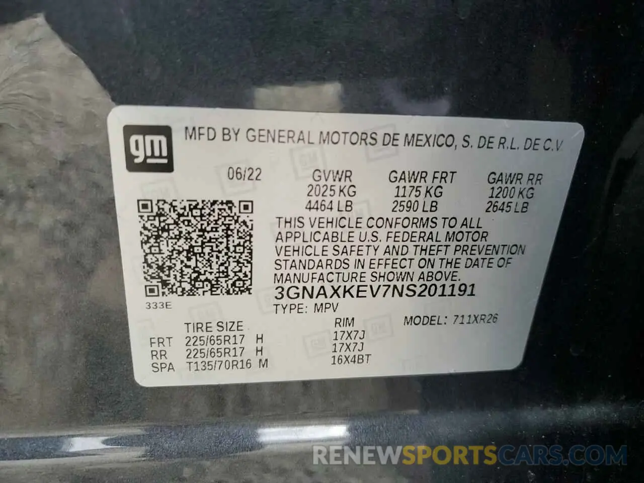 13 Photograph of a damaged car 3GNAXKEV7NS201191 CHEVROLET EQUINOX 2022