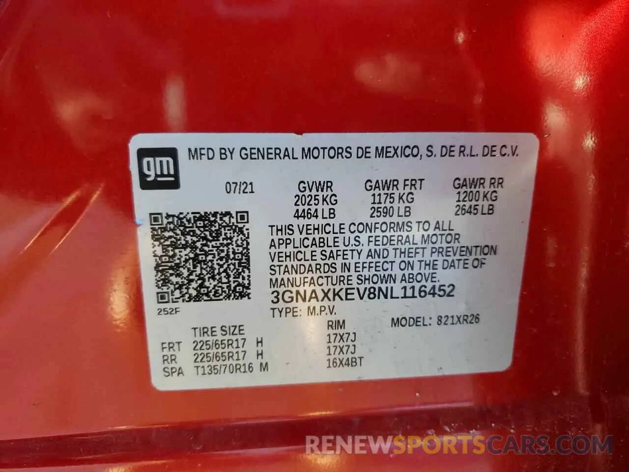 13 Photograph of a damaged car 3GNAXKEV8NL116452 CHEVROLET EQUINOX 2022