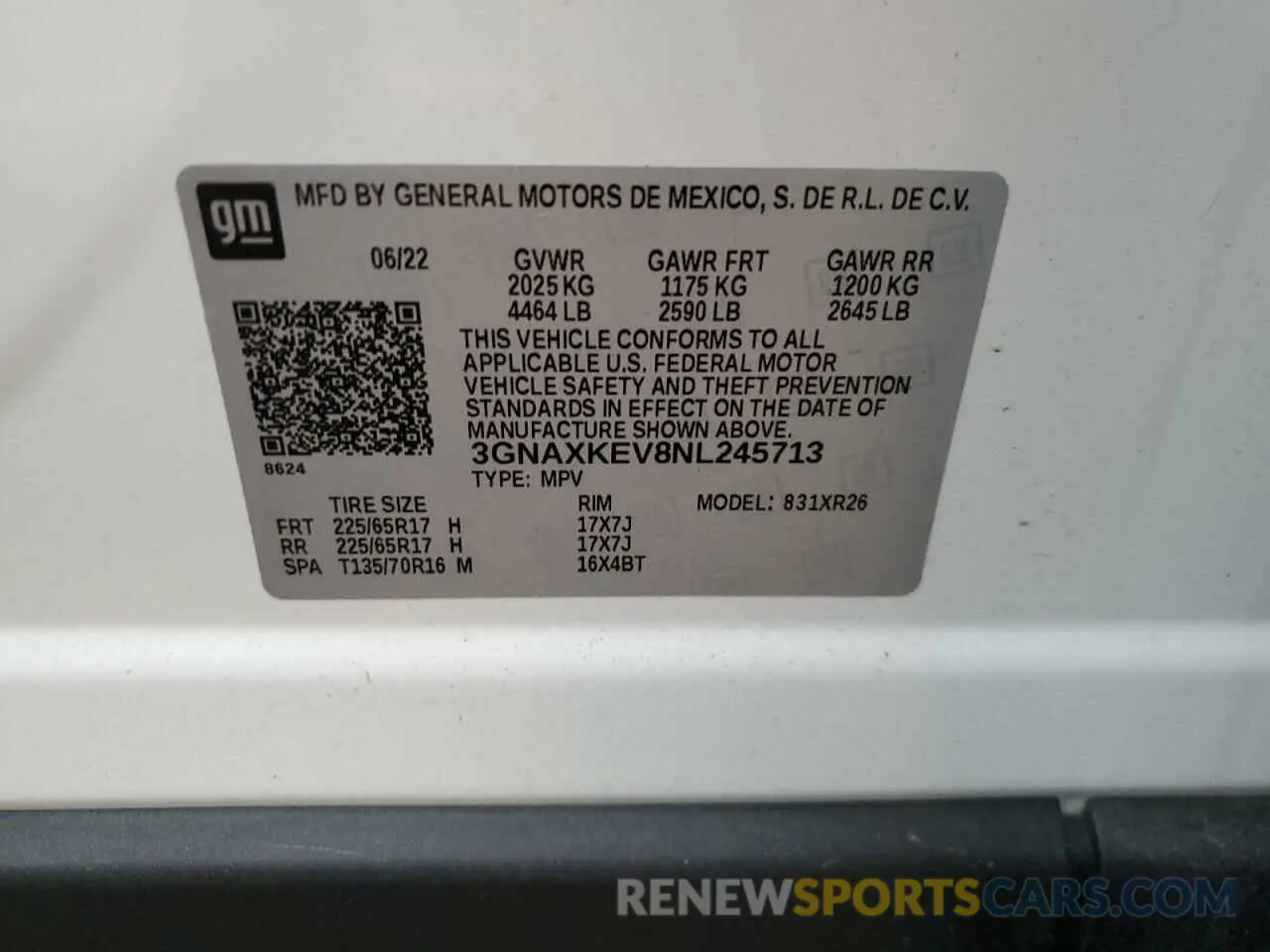 13 Photograph of a damaged car 3GNAXKEV8NL245713 CHEVROLET EQUINOX 2022