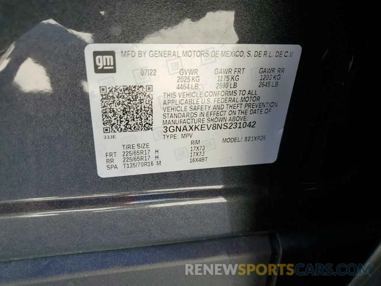 14 Photograph of a damaged car 3GNAXKEV8NS231042 CHEVROLET EQUINOX 2022