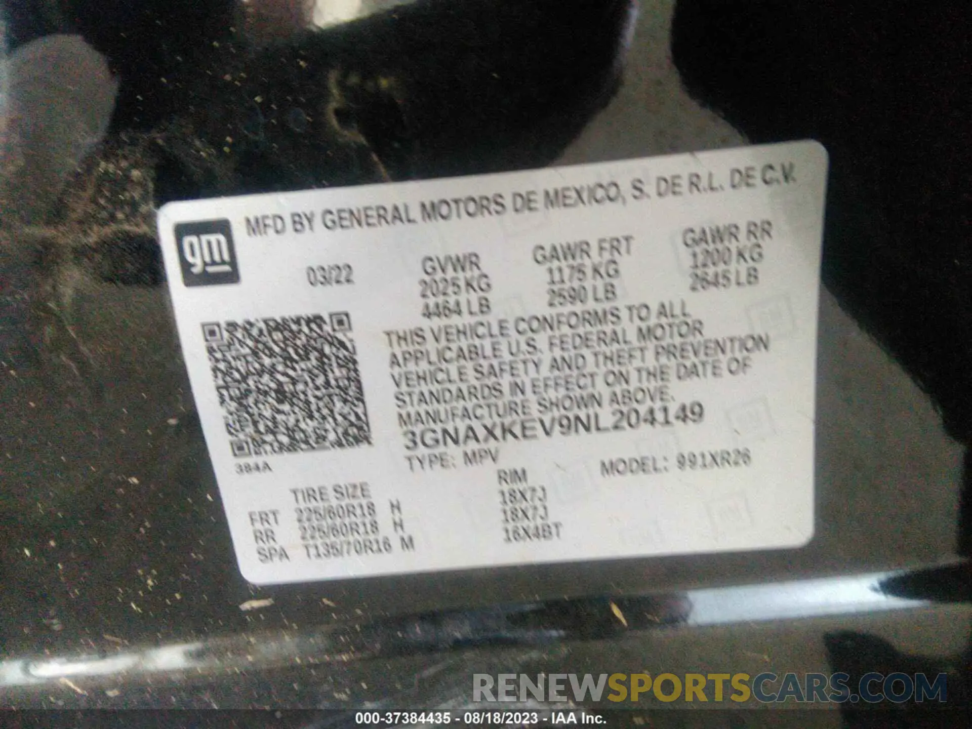 9 Photograph of a damaged car 3GNAXKEV9NL204149 CHEVROLET EQUINOX 2022