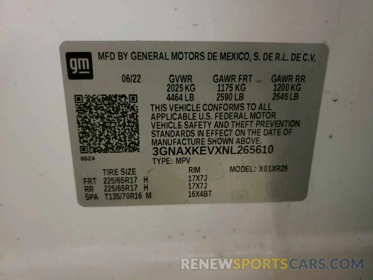 14 Photograph of a damaged car 3GNAXKEVXNL265610 CHEVROLET EQUINOX 2022