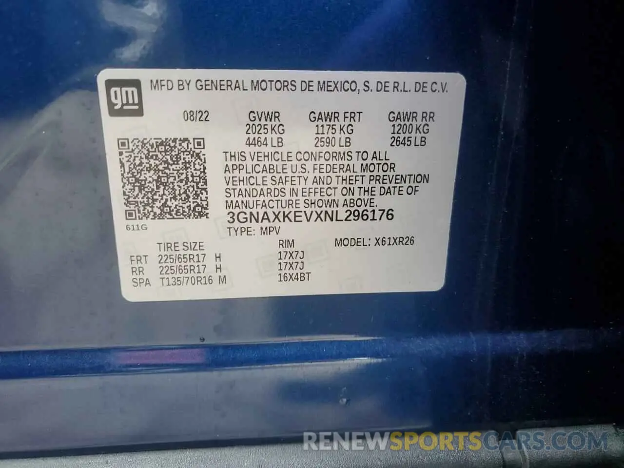 13 Photograph of a damaged car 3GNAXKEVXNL296176 CHEVROLET EQUINOX 2022