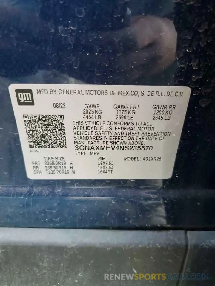 13 Photograph of a damaged car 3GNAXMEV4NS235570 CHEVROLET EQUINOX 2022