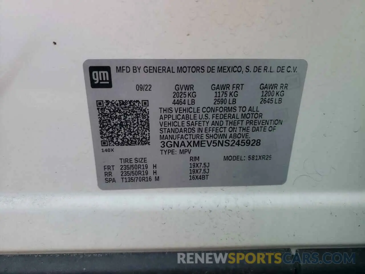 14 Photograph of a damaged car 3GNAXMEV5NS245928 CHEVROLET EQUINOX 2022