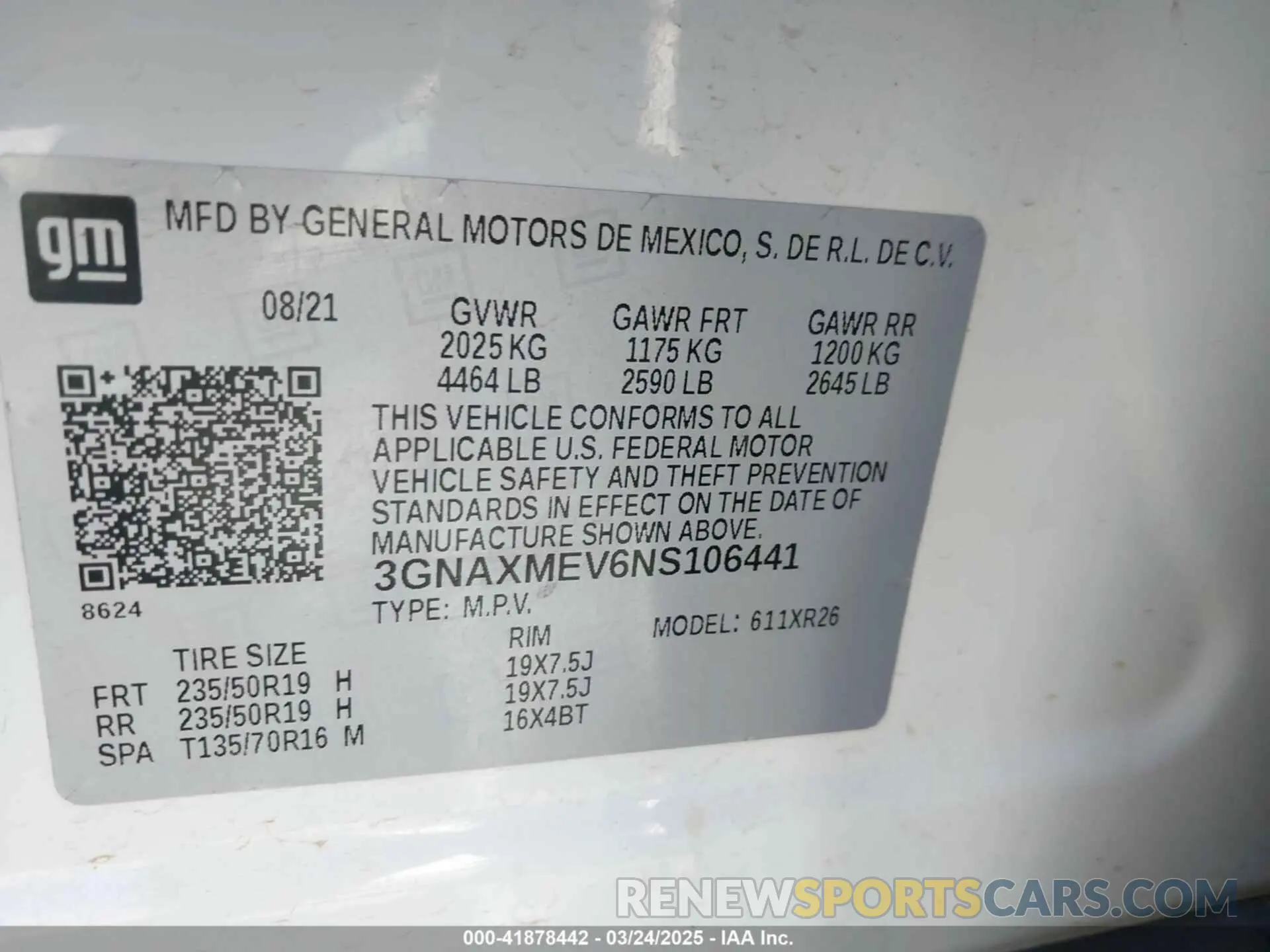 9 Photograph of a damaged car 3GNAXMEV6NS106441 CHEVROLET EQUINOX 2022