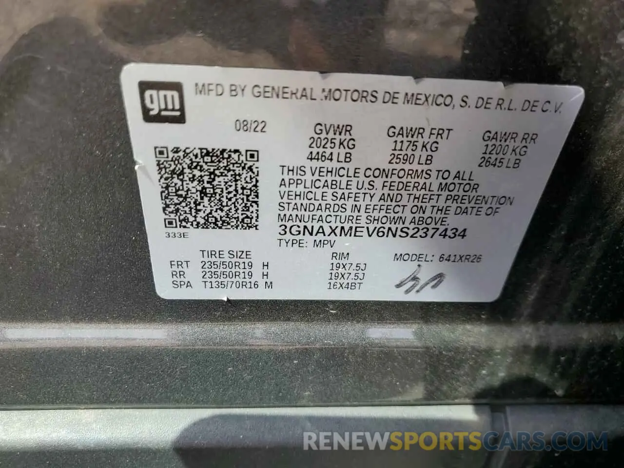 13 Photograph of a damaged car 3GNAXMEV6NS237434 CHEVROLET EQUINOX 2022