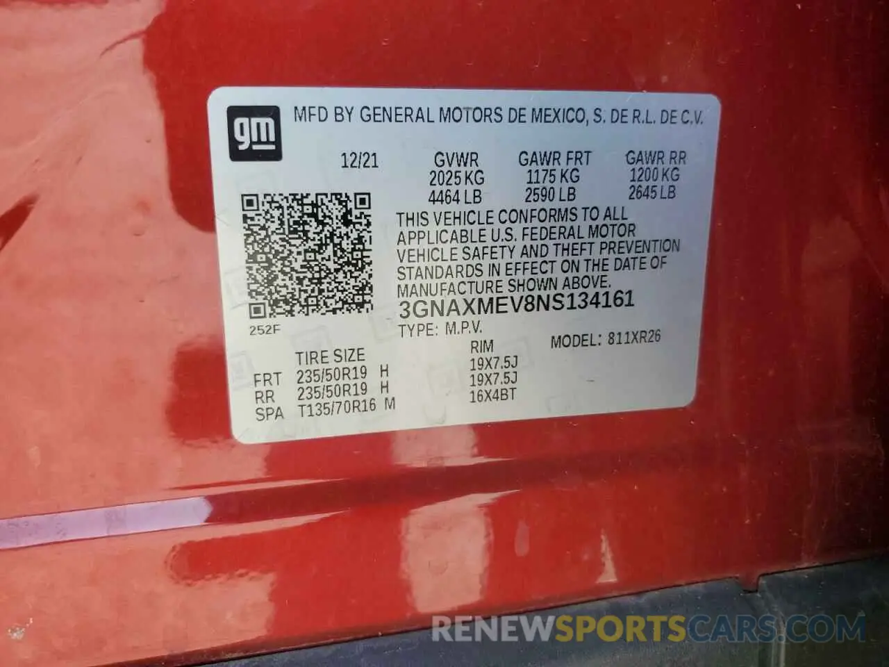 15 Photograph of a damaged car 3GNAXMEV8NS134161 CHEVROLET EQUINOX 2022