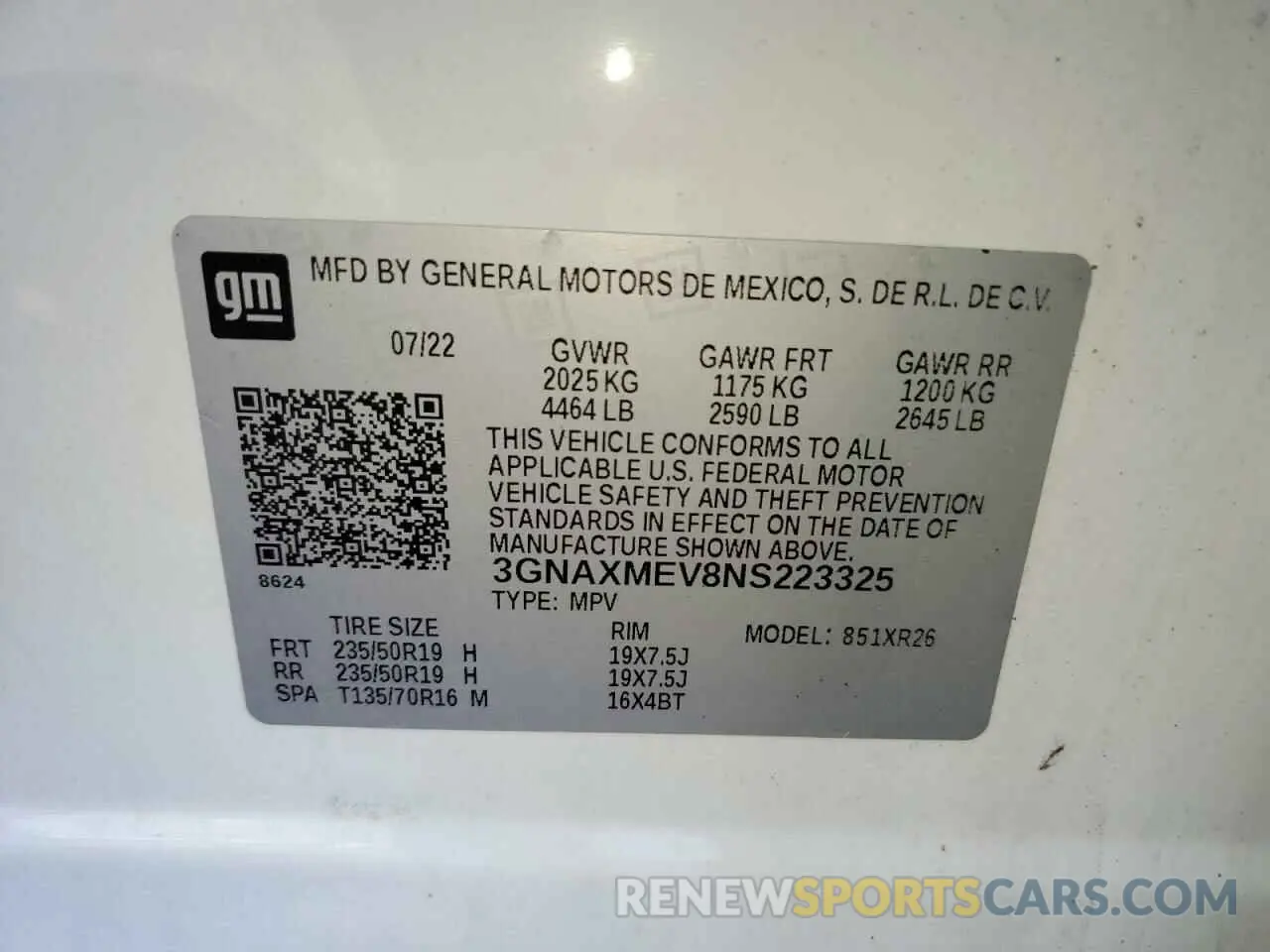 13 Photograph of a damaged car 3GNAXMEV8NS223325 CHEVROLET EQUINOX 2022
