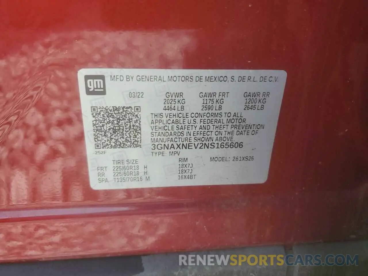 13 Photograph of a damaged car 3GNAXNEV2NS165606 CHEVROLET EQUINOX 2022