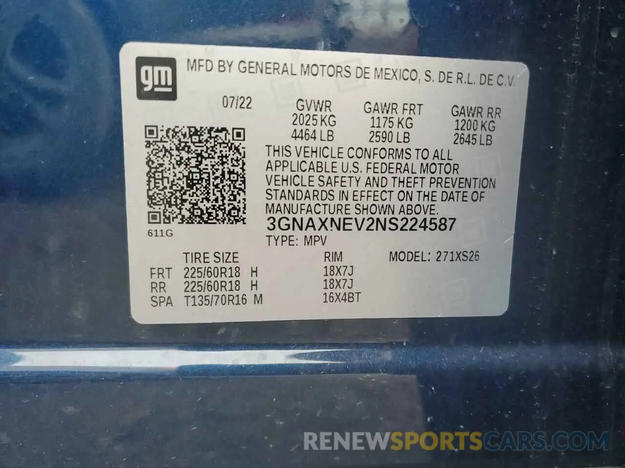 13 Photograph of a damaged car 3GNAXNEV2NS224587 CHEVROLET EQUINOX 2022