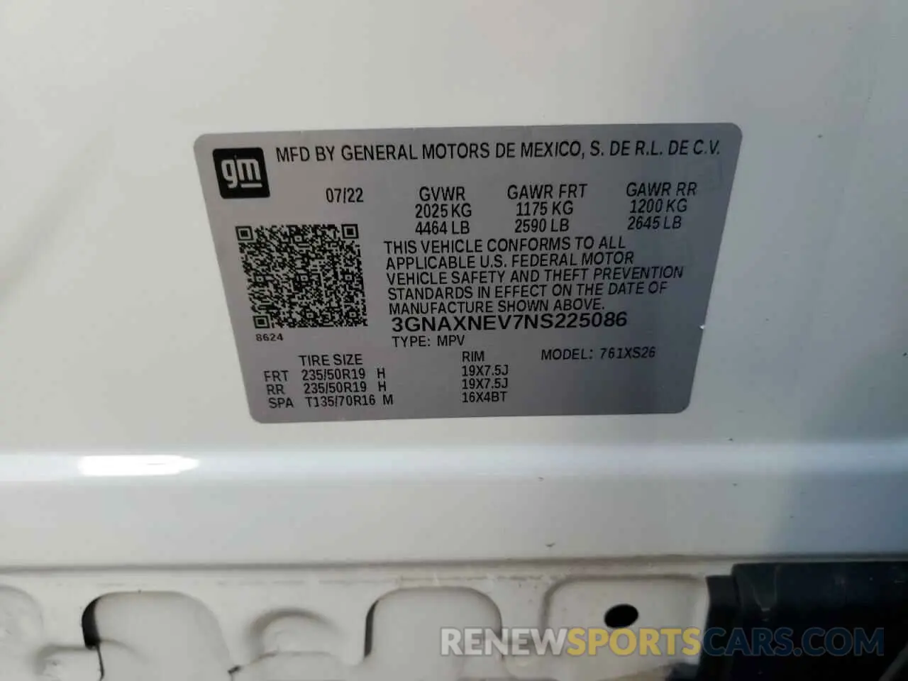 14 Photograph of a damaged car 3GNAXNEV7NS225086 CHEVROLET EQUINOX 2022