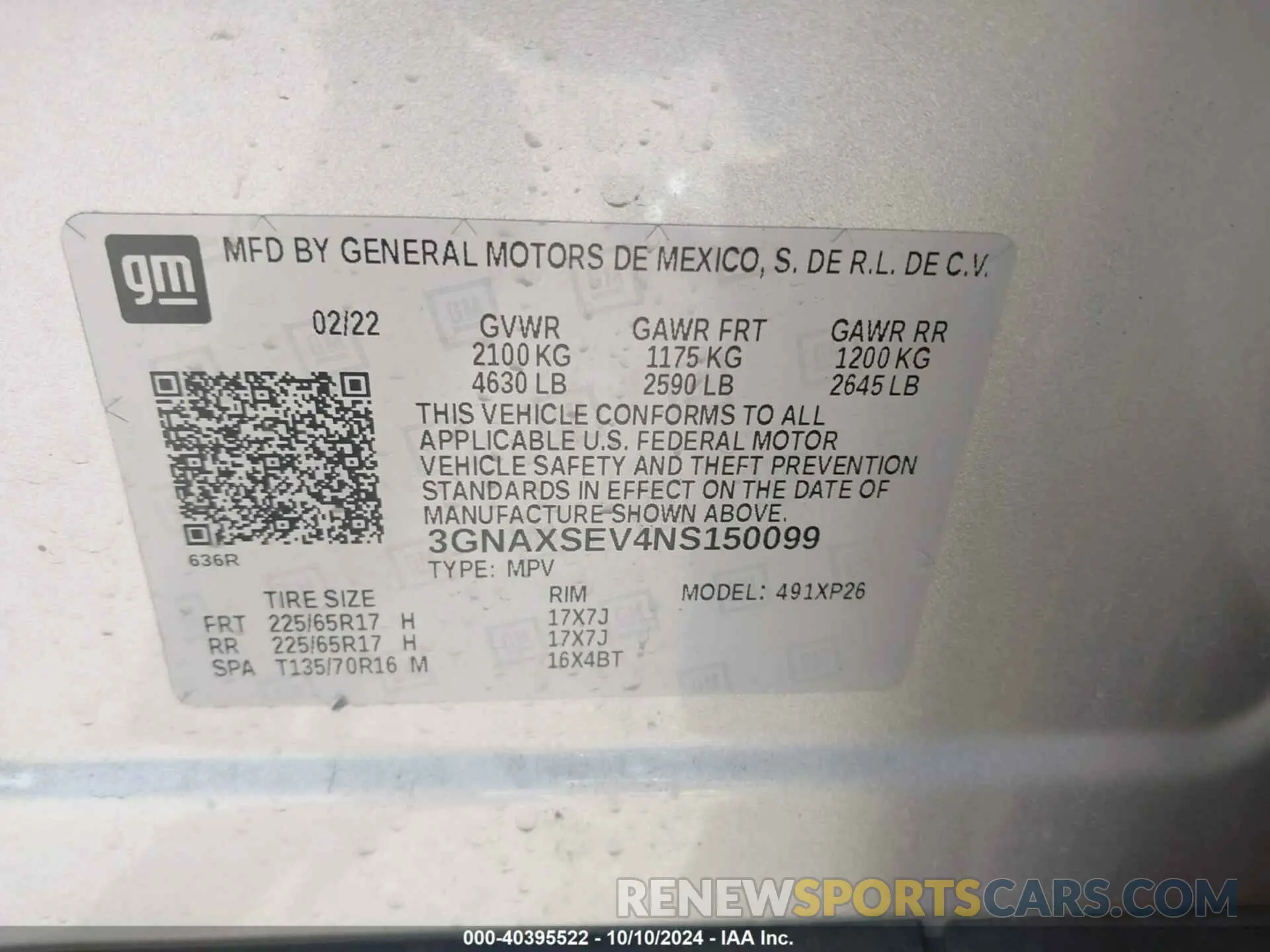 9 Photograph of a damaged car 3GNAXSEV4NS150099 CHEVROLET EQUINOX 2022