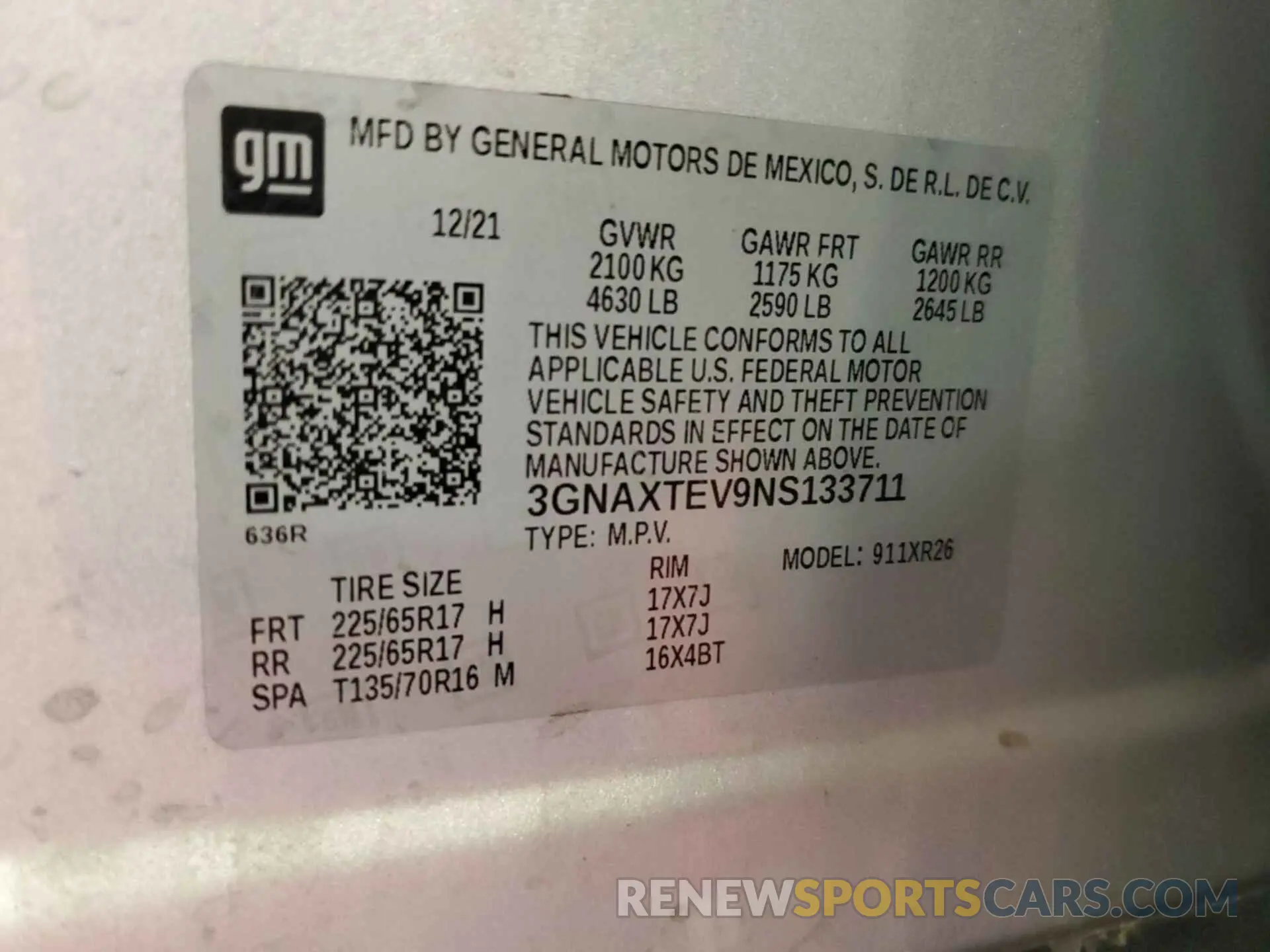 25 Photograph of a damaged car 3GNAXTEV9NS133711 CHEVROLET EQUINOX 2022