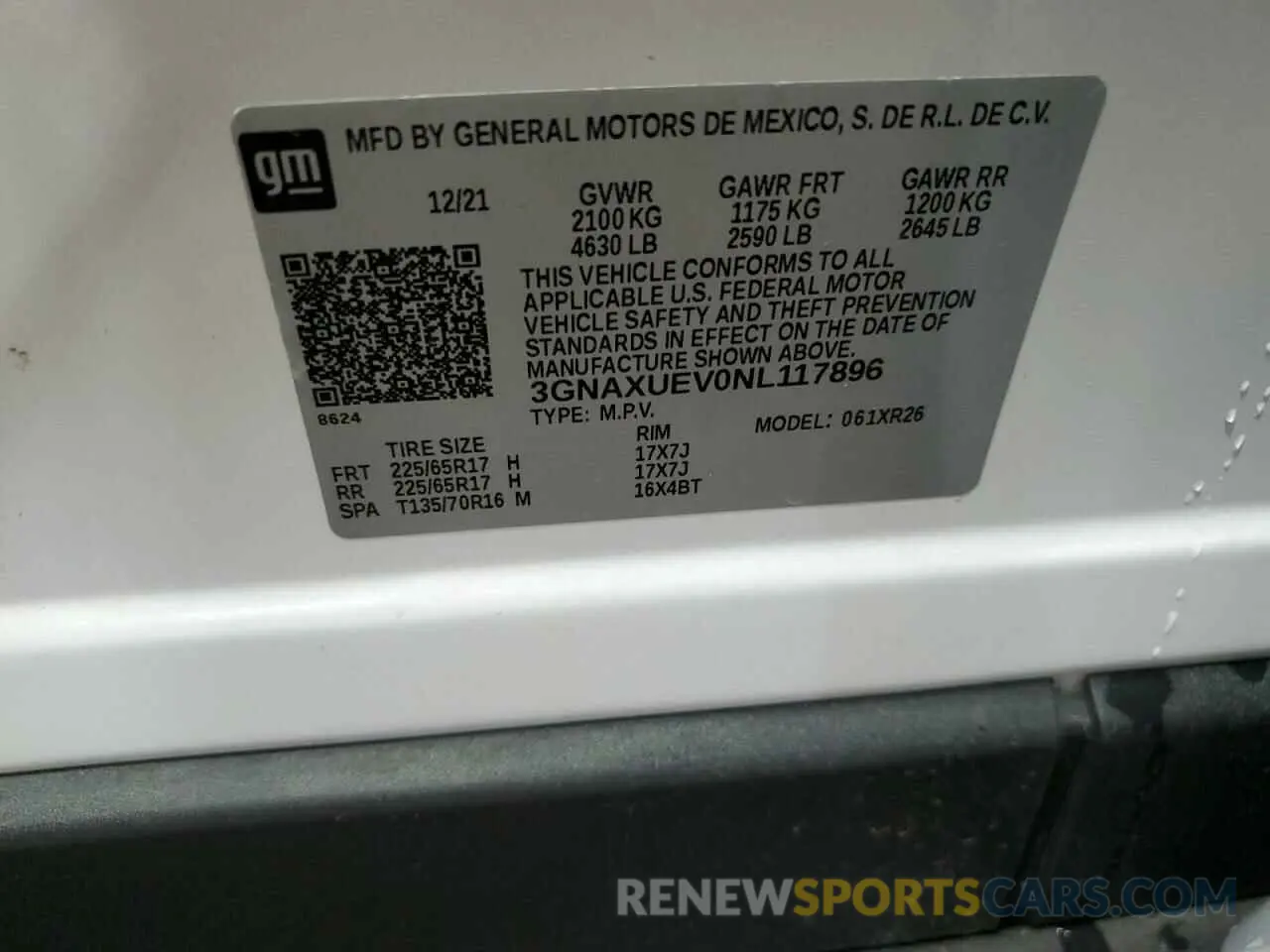 14 Photograph of a damaged car 3GNAXUEV0NL117896 CHEVROLET EQUINOX 2022