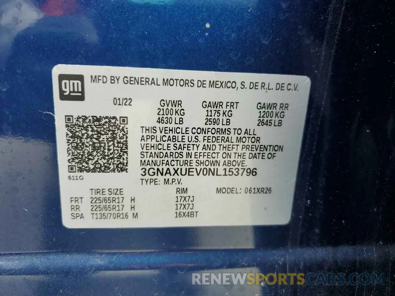 14 Photograph of a damaged car 3GNAXUEV0NL153796 CHEVROLET EQUINOX 2022