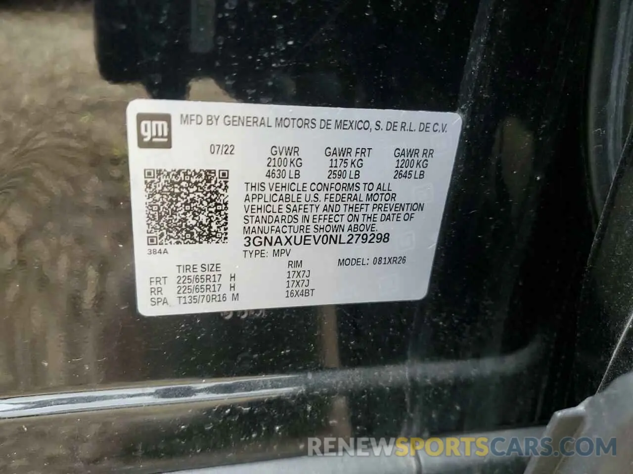13 Photograph of a damaged car 3GNAXUEV0NL279298 CHEVROLET EQUINOX 2022