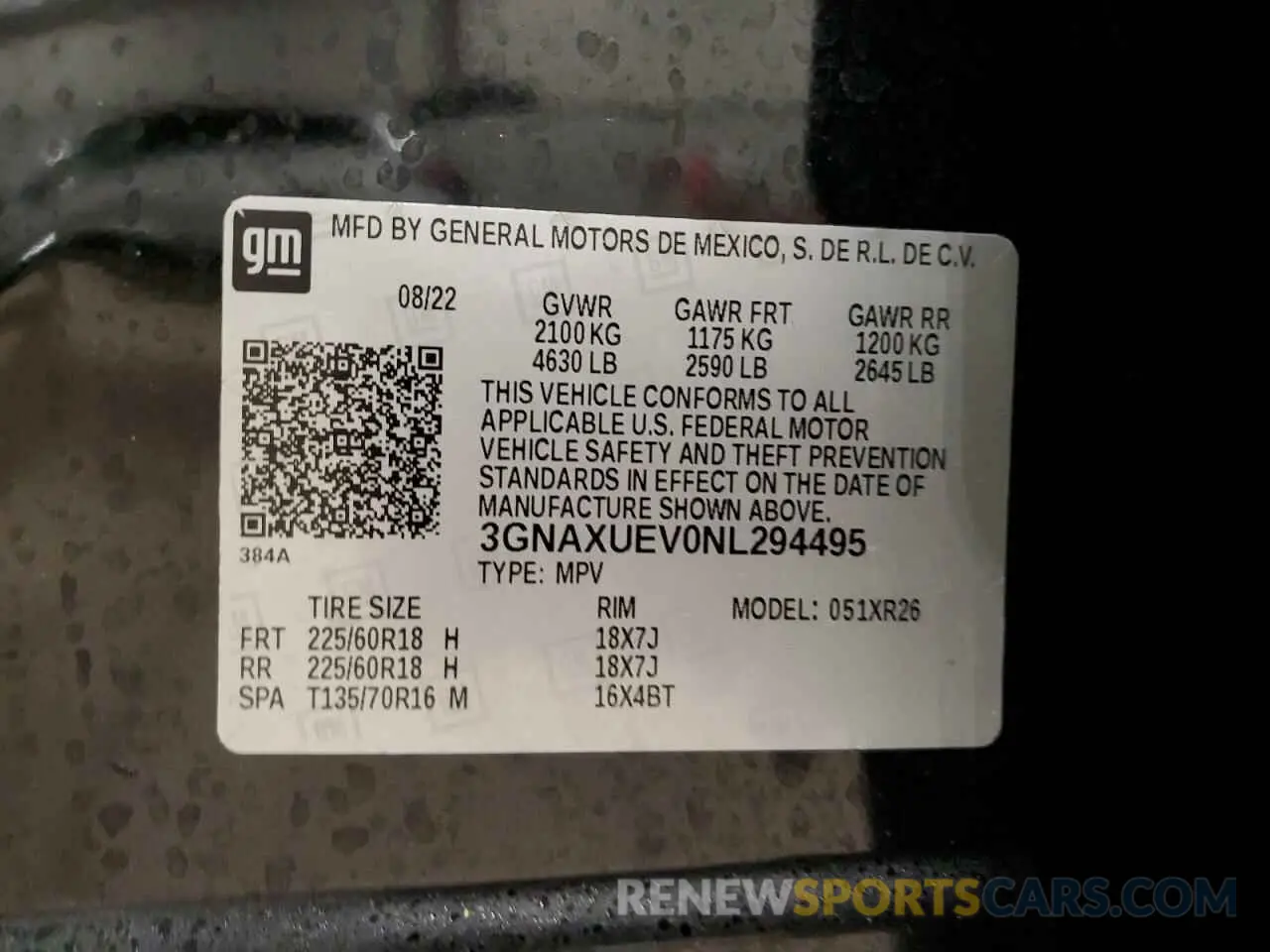 13 Photograph of a damaged car 3GNAXUEV0NL294495 CHEVROLET EQUINOX 2022