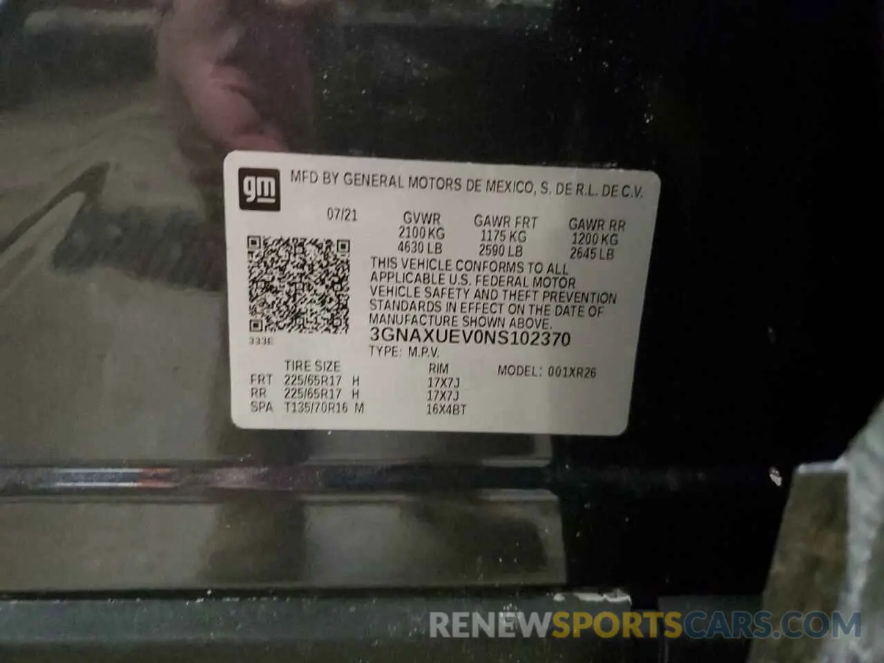 14 Photograph of a damaged car 3GNAXUEV0NS102370 CHEVROLET EQUINOX 2022