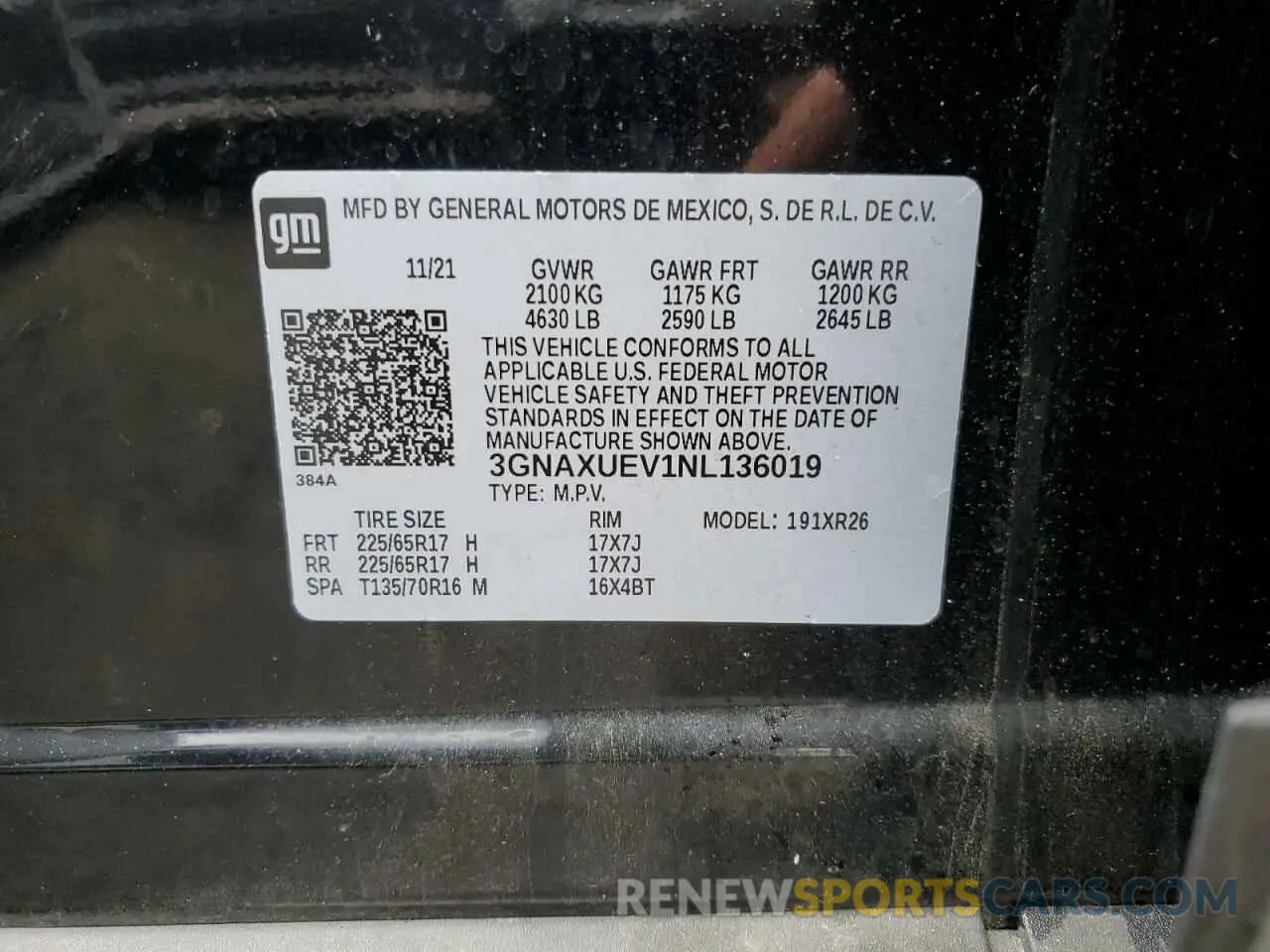 13 Photograph of a damaged car 3GNAXUEV1NL136019 CHEVROLET EQUINOX 2022