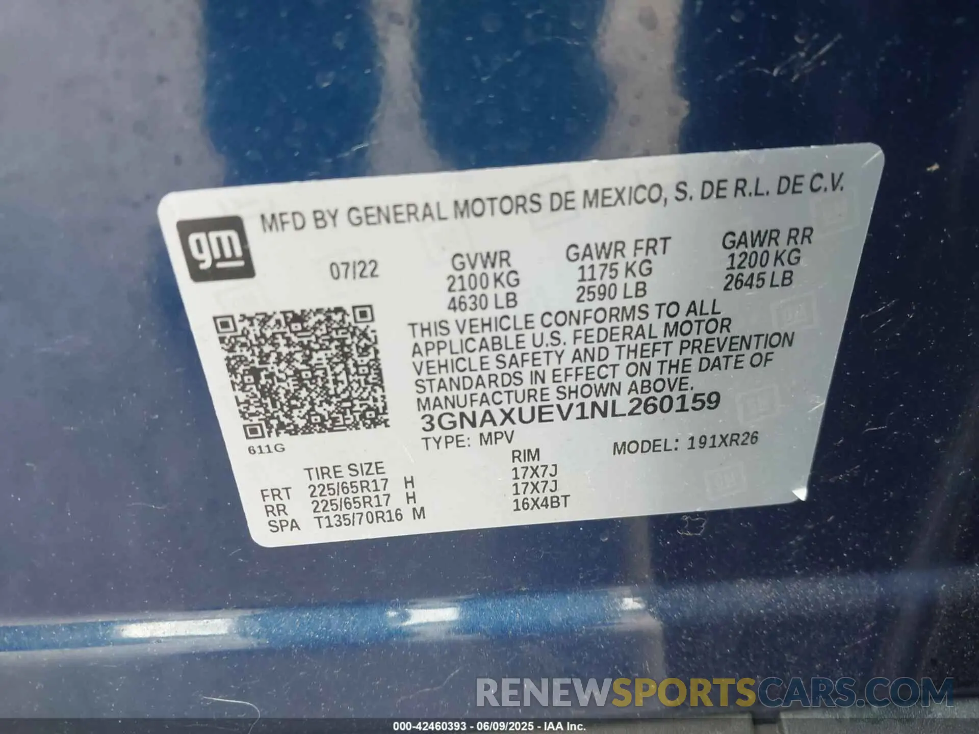 9 Photograph of a damaged car 3GNAXUEV1NL260159 CHEVROLET EQUINOX 2022