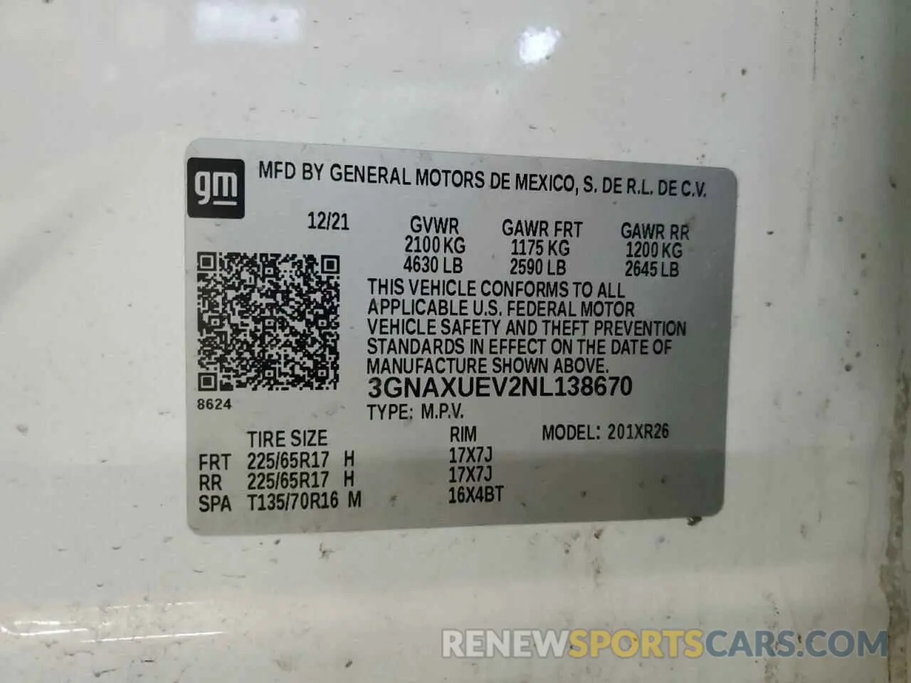13 Photograph of a damaged car 3GNAXUEV2NL138670 CHEVROLET EQUINOX 2022