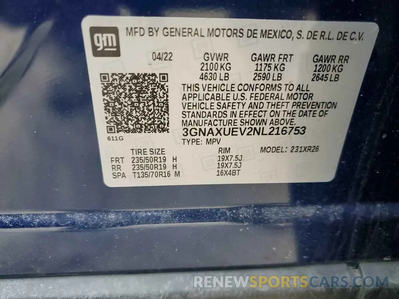 15 Photograph of a damaged car 3GNAXUEV2NL216753 CHEVROLET EQUINOX 2022
