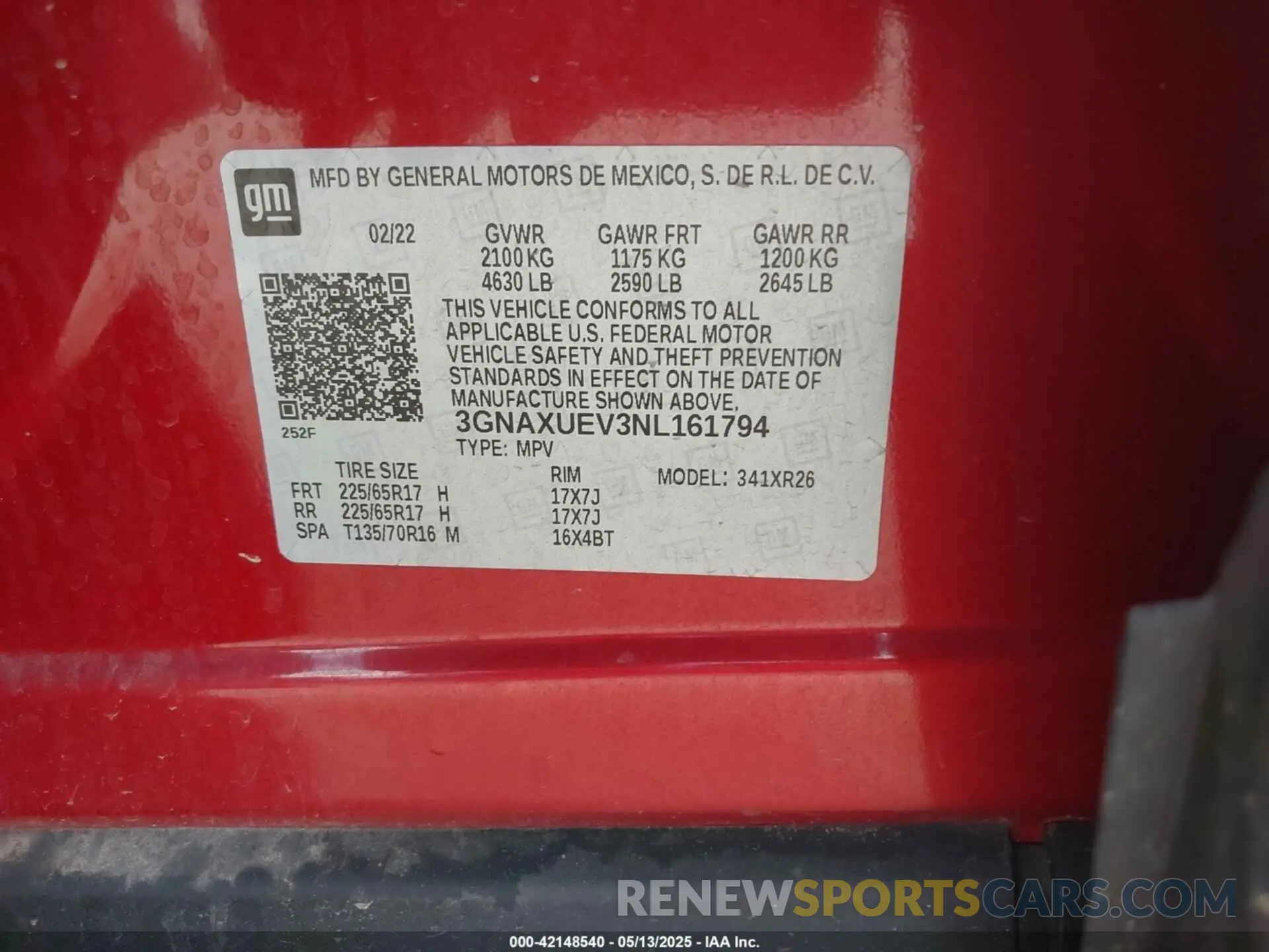 9 Photograph of a damaged car 3GNAXUEV3NL161794 CHEVROLET EQUINOX 2022