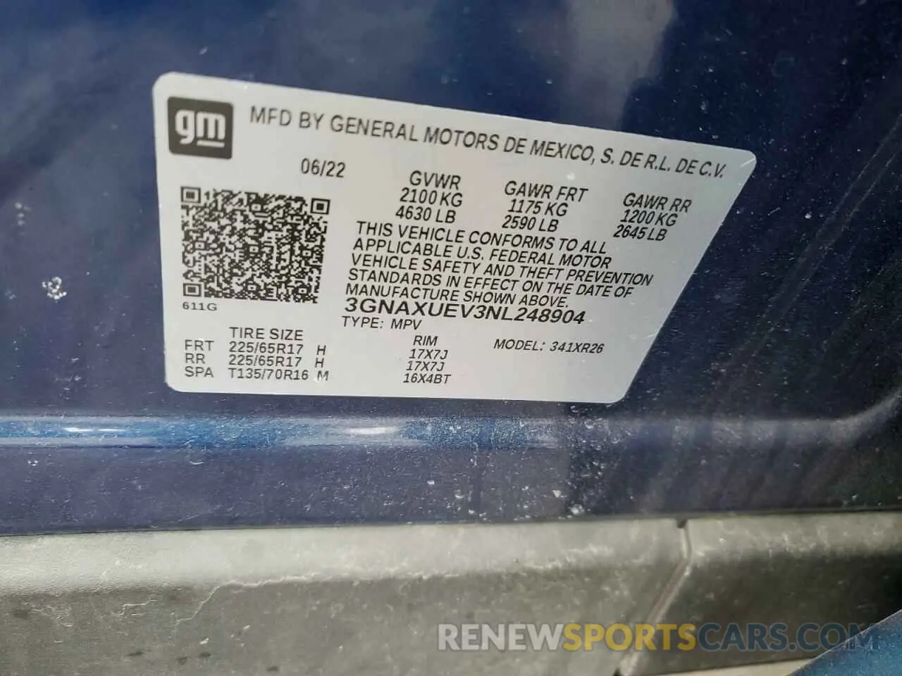 14 Photograph of a damaged car 3GNAXUEV3NL248904 CHEVROLET EQUINOX 2022
