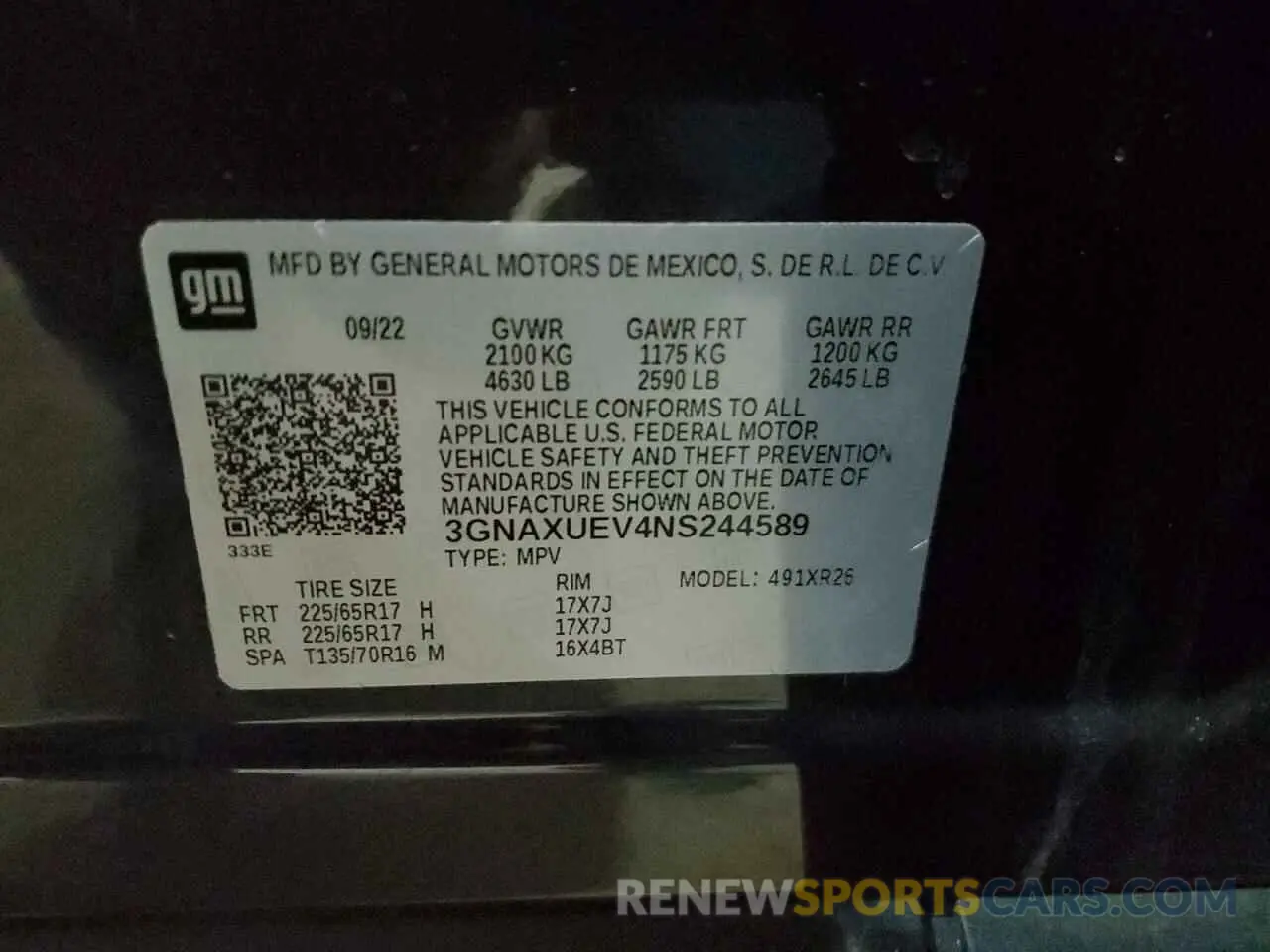 13 Photograph of a damaged car 3GNAXUEV4NS244589 CHEVROLET EQUINOX 2022